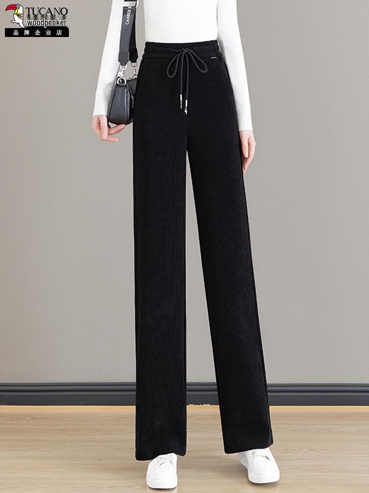 Woodpecker Women's High-Waist Fleece Lined Wide-Leg Pants Autumn/Winter 2025