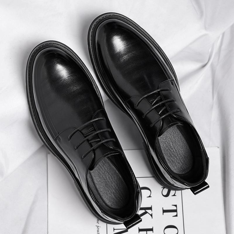 Leather Shoes Men's Low-top Trendy Casual Dress Shoes Men's British Style Groom Wedding Shoes 2025