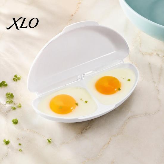 Easy Clean Egg Mold Microwave Poacher with Lid, Nonstick 2-Cavity Cooker Poached Maker Steamer, Dishwasher Safe Poaching Maker, Kitchen Breakfast