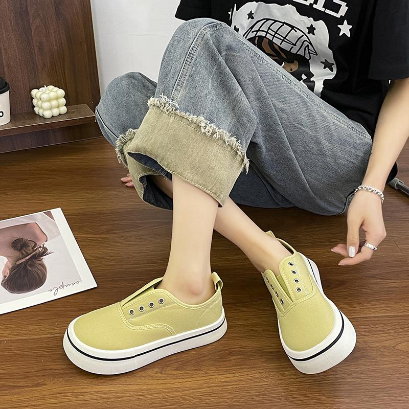 Ladies Canvas Walking Shoes White Women Footwear Slip On Low Comfortable and Elegant A Offer Y2k Fashion Casual Sneakers Traine