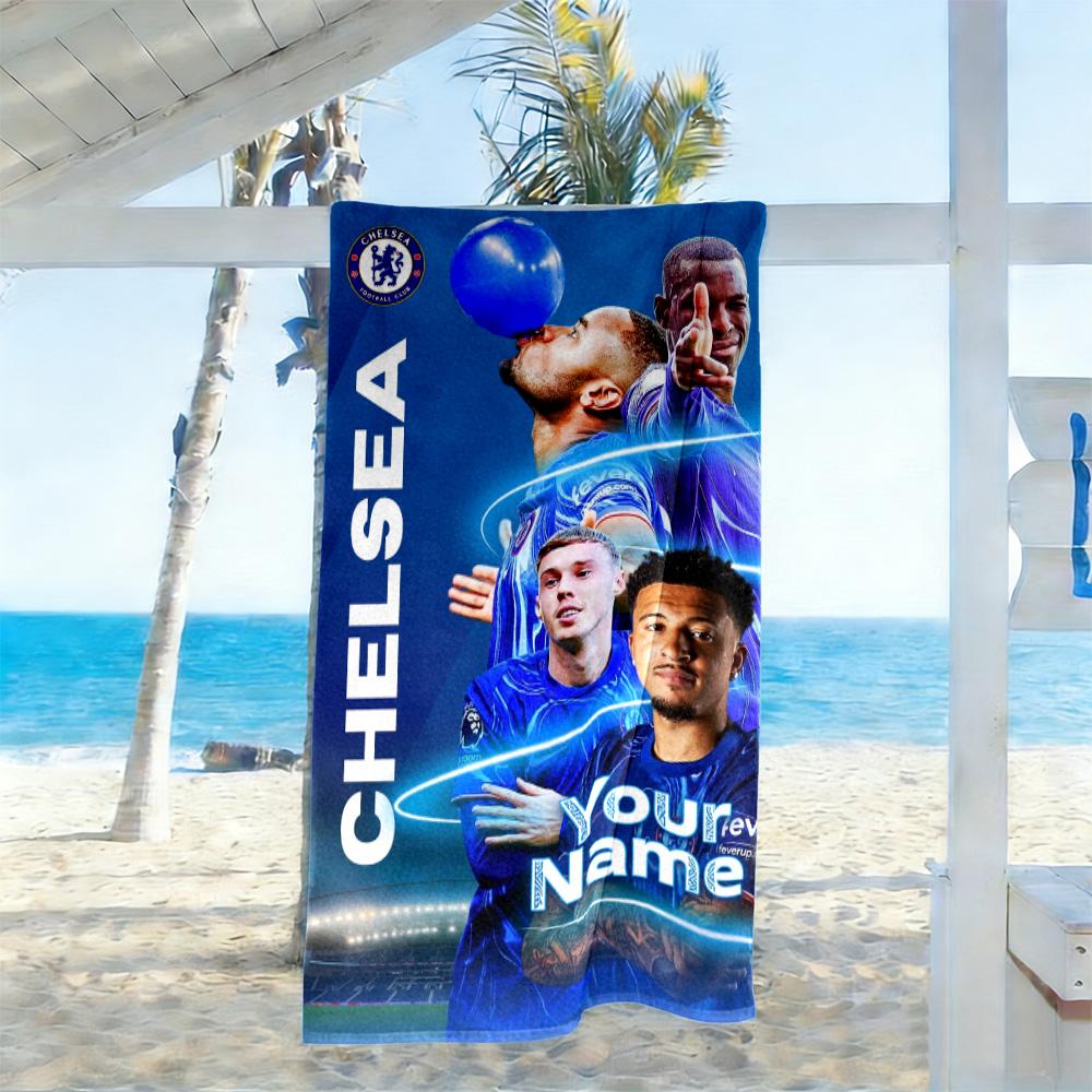 Chelsea Fc Football Player Personalized Name Beach Towel Super Soft & Absorbent