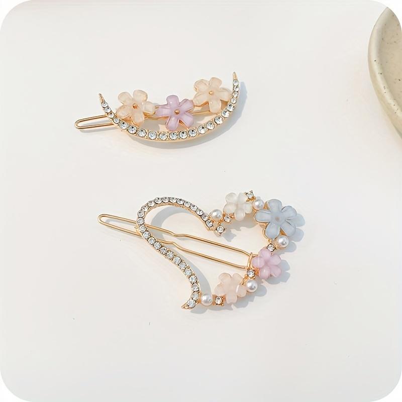 New Floral Hairpin with a Crystal Design, Perfect for a Forest Aesthetic On Instagram, Ideal for Holding Bangs In Style.