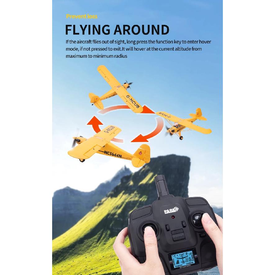 New J3-CUB RC Airplane 5CH 2.4G Remote Control Mode1 (Right Hand Throttle) 3D/6G 1406 Brushless Motor Outdoor Foam Fiexd Plane