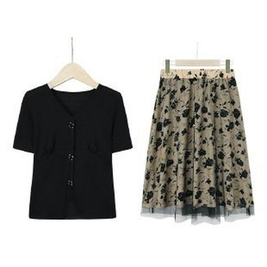 2026 Summer Chic Middle-Aged Women’s Printed Slimming Short-Sleeved Dress 2XL