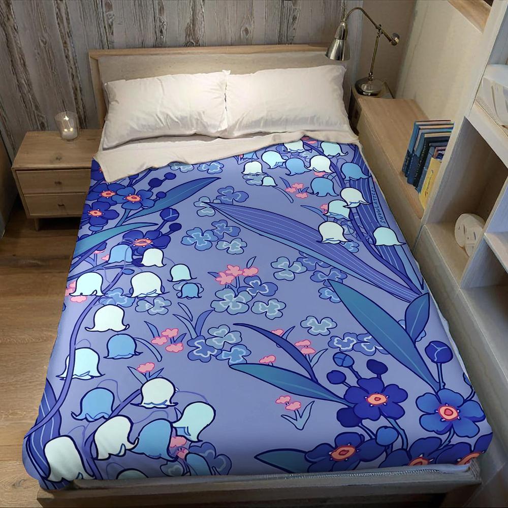 Lilac Flower Breeze Flannel Blanket Warm Soft Halloween Christmas Couch Warm Cozy Decorative Decor Gift for All Season