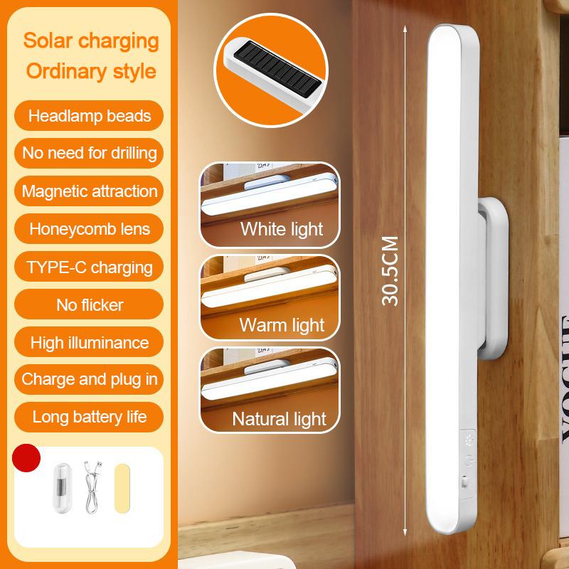 Desk Lamp Solar Hanging Magnetic Table Lamp LED USB Rechargeable Stepless Dimming Cabinet Closet Wardrobe Night Light