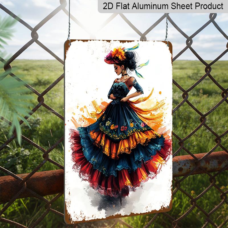2D Flat Vibrant Cinco De Mayo 8"x12" Metal Sign - Sugar Skull & Cactus Design, Durable Aluminum Wall Art for Home, Bar & Outdoor Decor