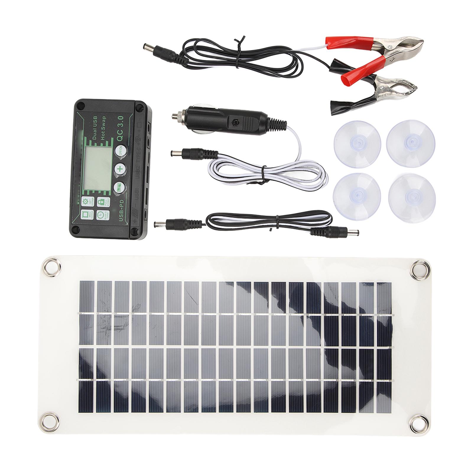 

RV Solar Panel Kit 30W Polysilicon PET Battery Charger Panel with 50A Charge Voltage Controller for Cabins Boats Marines