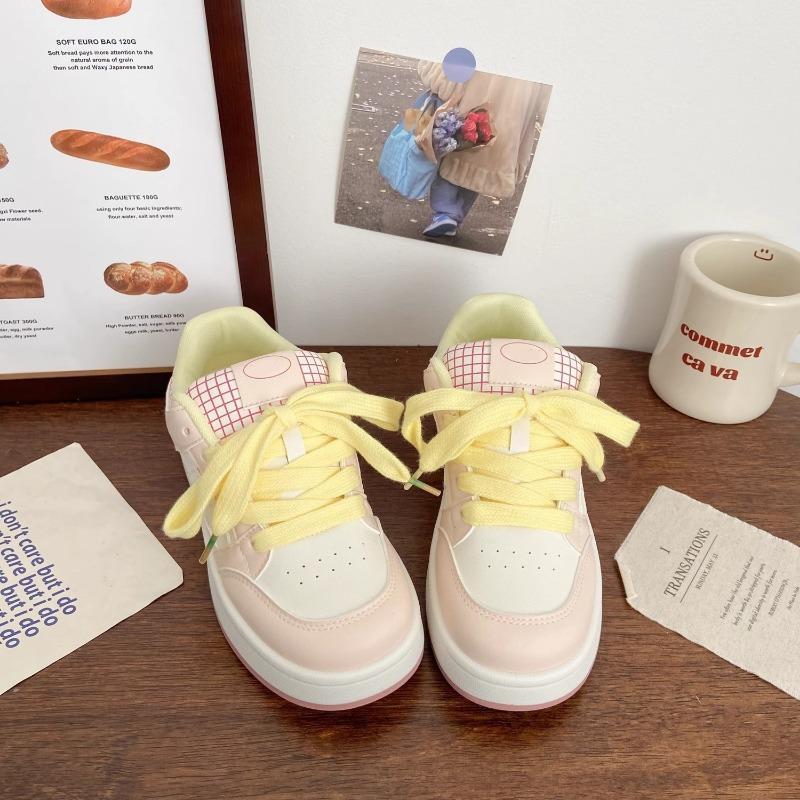 Pink thick baseplate shoes women's sports summer new niche design bread shoes students breathable white shoes