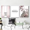 Wall Art Canvas Painting Pink Flowers Paris Windows Balcony Tower Nordic Prints  And Posters Wall Pictures For Living Room Decor