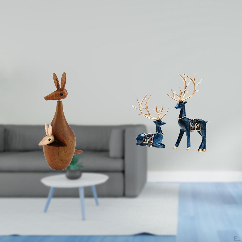 And Reindeer Figurine Set Unique Animal Sculpture for Bedroom Bookshelf Living Room Office Party