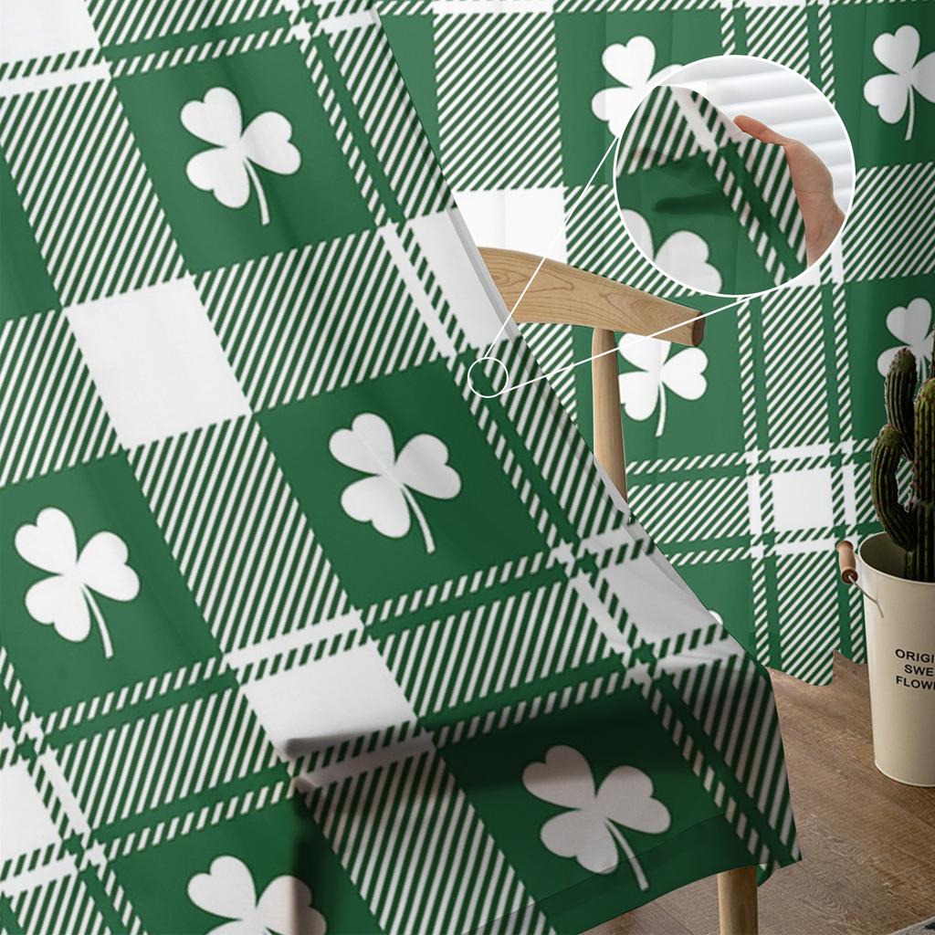 Klee Grün Gitter Tüll Vorhänge für Wohnzimmer Küche Transparenter Voile Vorhang Schlafzimmer Fensterpaneele