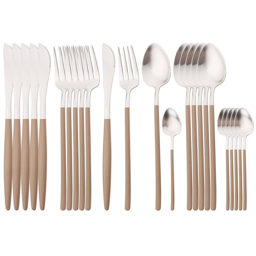 24Pcs Gold Cutlery Set 304 Stainless Steel Dinnerware Set Dinner Knives Forks Coffee Spoon Silverware Kitchen Flatware Tableware