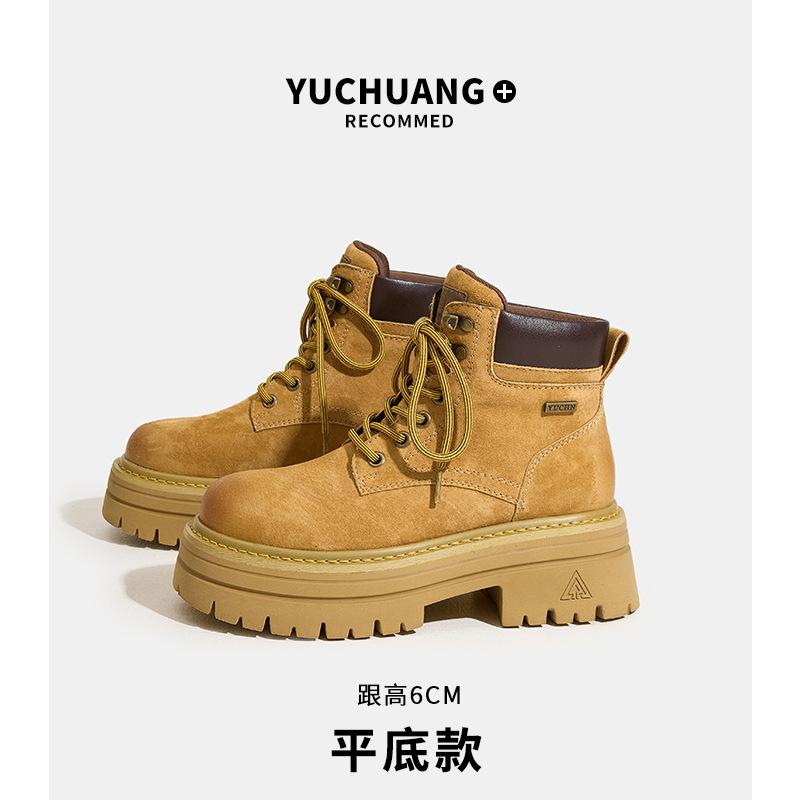 

White Deer same Martin boots women s autumn new outdoor hiking rhubarb boots first layer pigskin tooling boots children 33