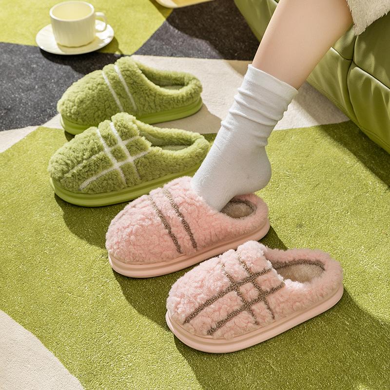 EVA sole cotton slippers women's winter home indoor couple thick-soled non-slip fluffy shoes warm cotton shoes men
