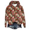 Women's Hooded Long Sleeve Christmas Printed Flannel Top Hooded Sweatshirt