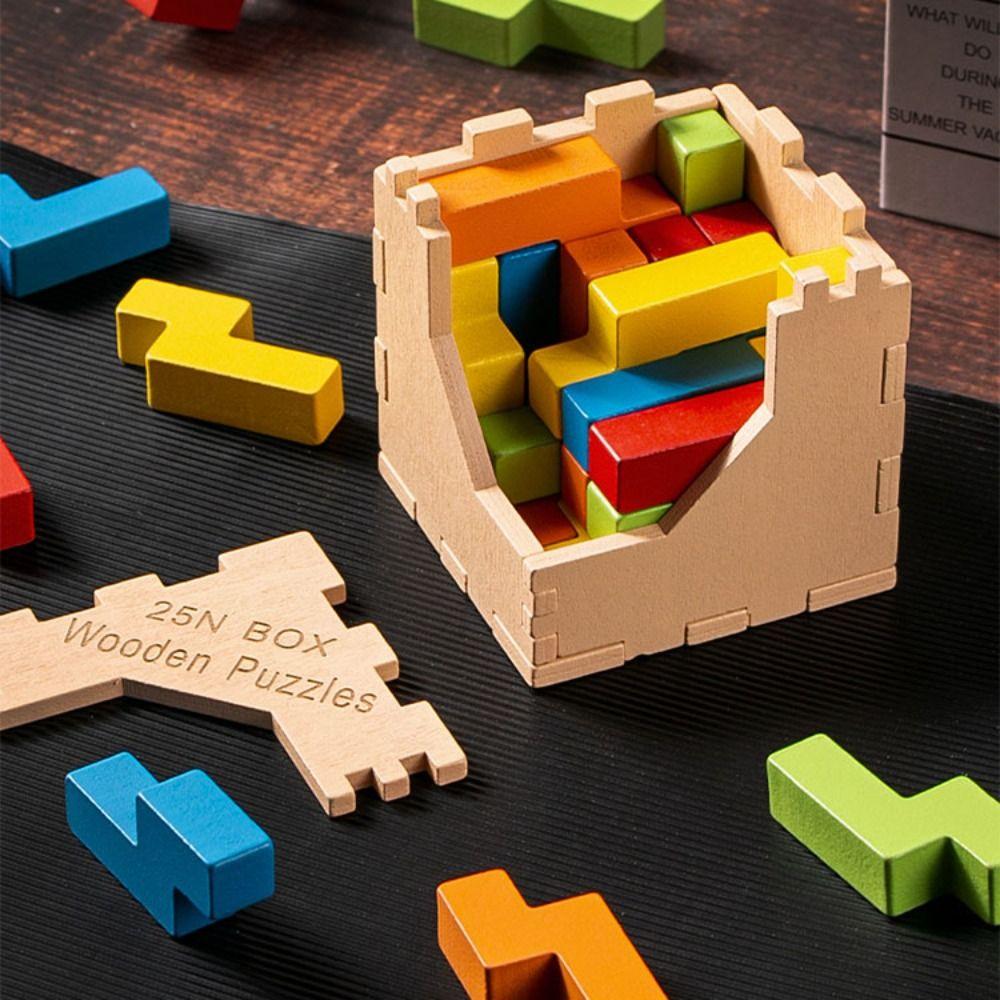 3D Wooden Building Block Box IQ 3D Wooden Puzzles IQ Puzzle Mind Brain Teaser  Kids Gifts