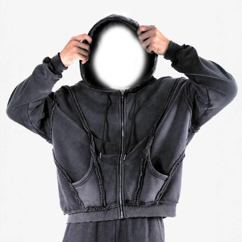Vintage Streetwear Hoodie Pants Set Womens Washed Cotton Blend Gothic Patchwork Casual Two-Piece Outfit