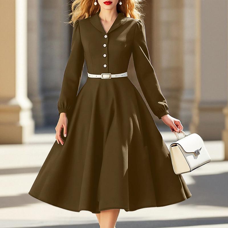 ZANZEA Women Casual Turn Down Collar Long Sleeve Loose Dress