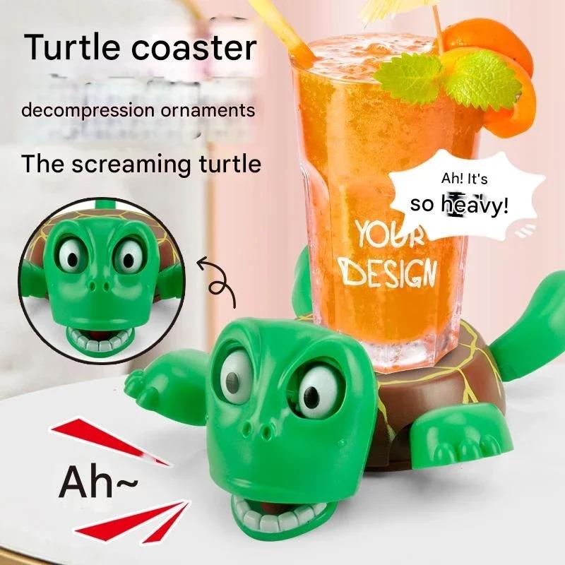 Creative funny frightened turtle with eyes wide open fun sounding beverage coasters table decoration kettle