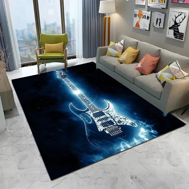 Electric Guitar Carpet Living Room Bedroom Music Room Rug Cool Teen Decor Non Slip Floor Mat Home Doormat Gift