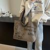 Cartoon letter cat canvas bag women's 2025 autumn and winter new large-capacity shoulder bag versatile tote bag