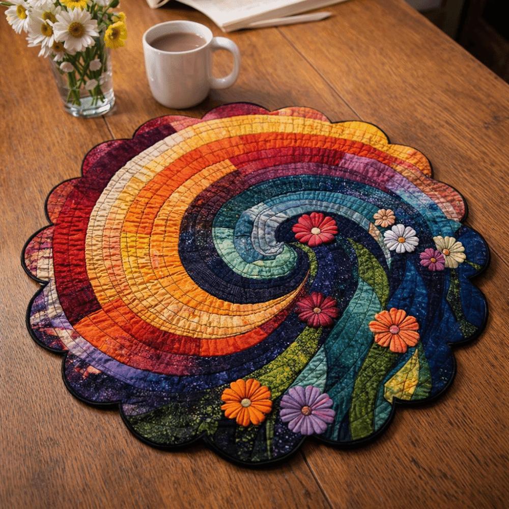 35cm Floral Print Linen Placemats 2D Printed Coaster Table Mats Bohemian Style Placemats Kitchen