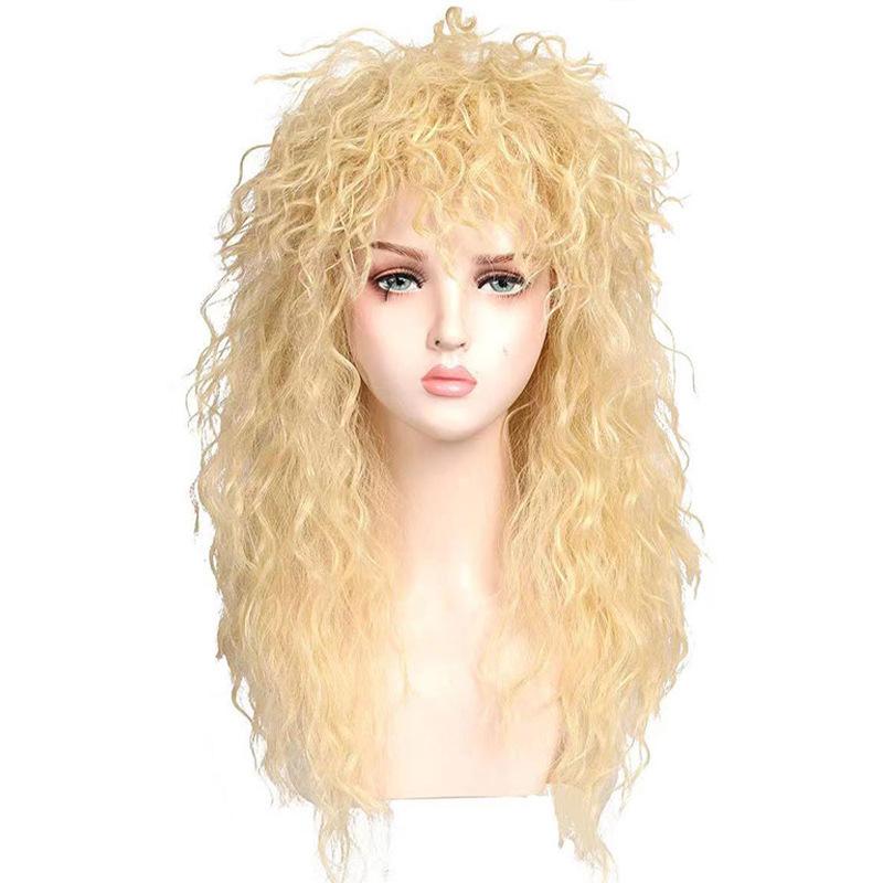 Fluffy Long Curly Rock Era Retro Punk Wig for Halloween