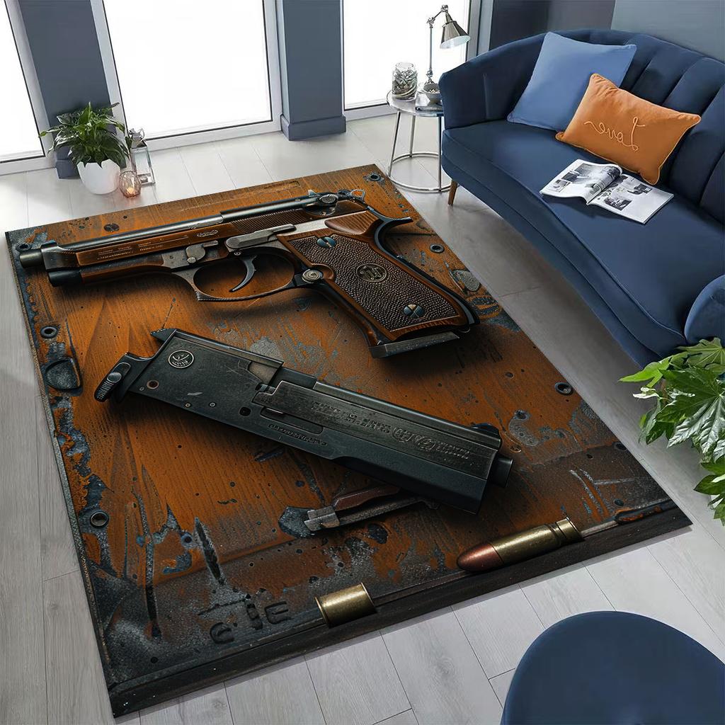 Holz Metall Waffenkoffer Boxx Militärausrüstung Moto Teppich für Schlafzimmer Wohnzimmer Sofa Zuhause Fußmatte Dekor, Kinder Spiel Rutschfeste Bodenmatte