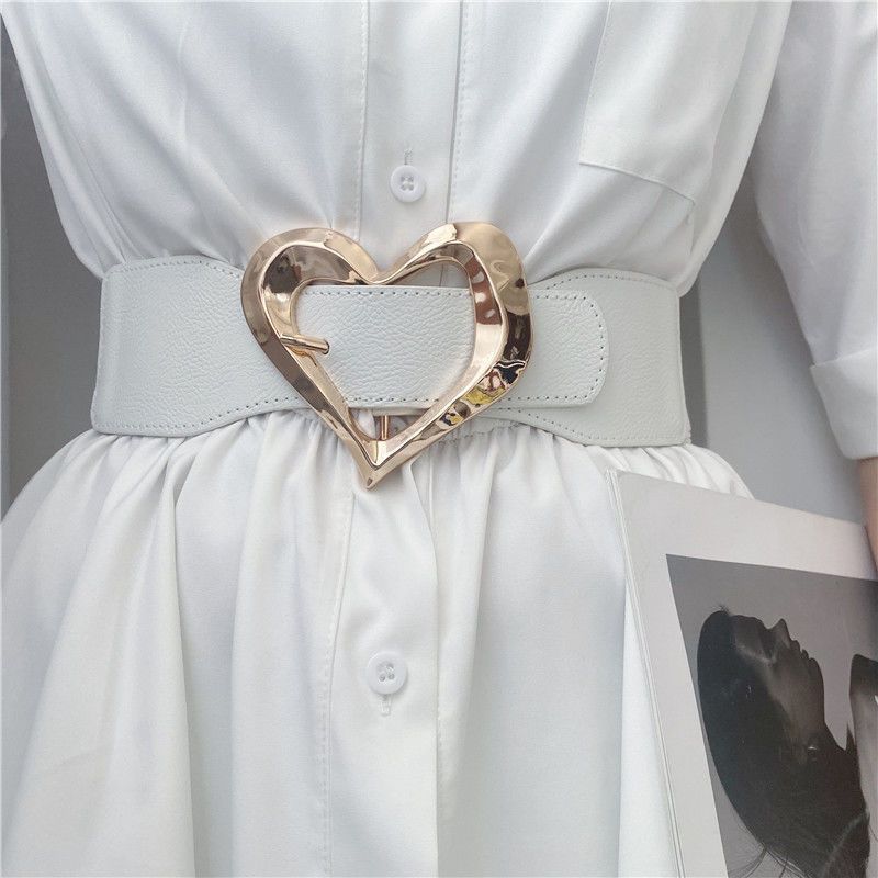 Pu Womens Elegant Wide Waist Belt With Unique Heart Buckle For Fashionable Styles Dress