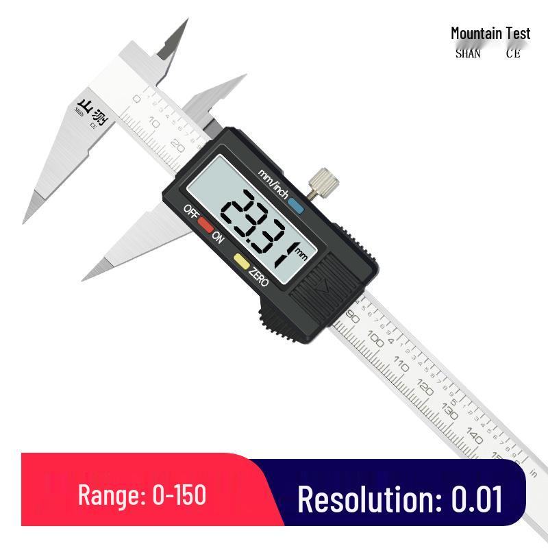 High-Precision Digital Caliper with Small Head, Narrow Surface, and Dial - 0-150mm, 0.01mm Accuracy