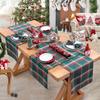 Christmas Green Table Runner Xmas Stain Resistant Washable Table Decoration Buffalo Plaid Kitchen Dining Party Events Home Decor