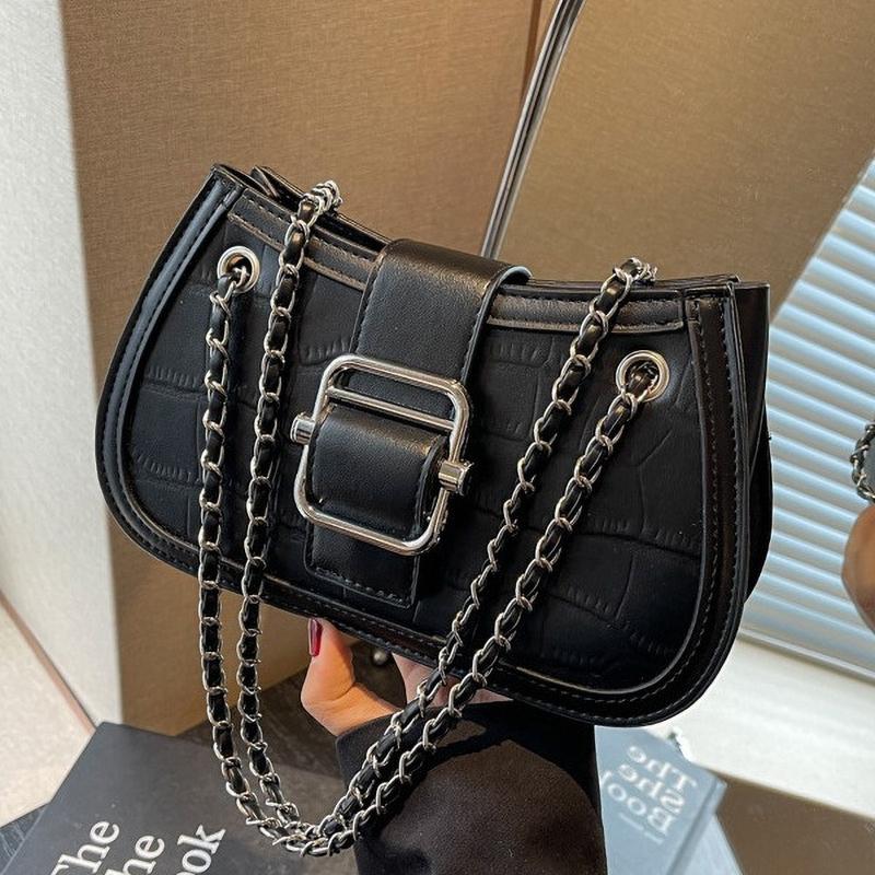 Fashion Chain Underarm Bag Women's Handbags  New Retro Contrast Color Spliced Single Shoulder Bags Crossbody Small Bag