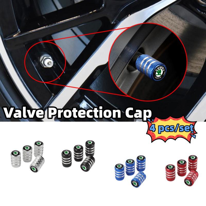 2025 New 4pcs Knurling Car Wheel Tire Valve Dustproof Protection Cap For Skoda Roomster Citigo Enyaq VisionS Derivative Yeti Sca