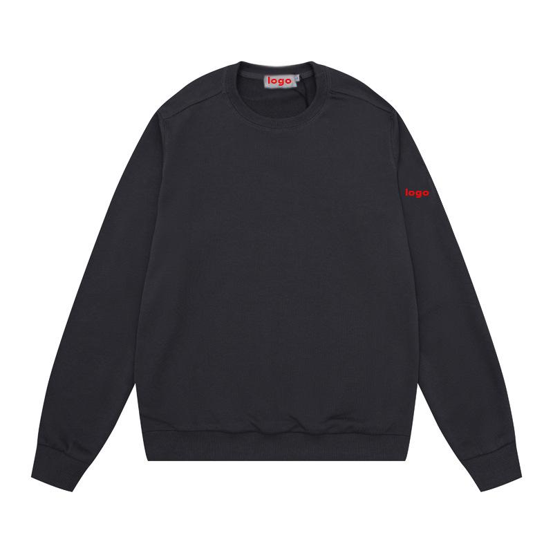 Unisex Klassisk Enfärgad Logga Huvtröja - Höst/Vinter Rund Hals Lång Ärm