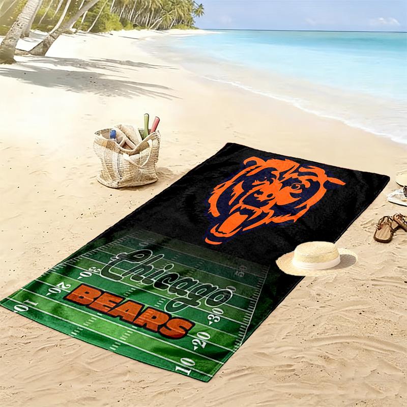 Chicago Bears Print Beach Towel, Large Soft Quick Dry Towel for Beach Camping Swimming