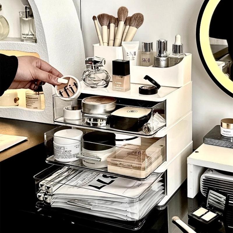 Multi-layer Transparent Drawer Cosmetics Organizer Makeup Storage Box Large Capacity Table Lipstick Makeup Brush Perfume Racks