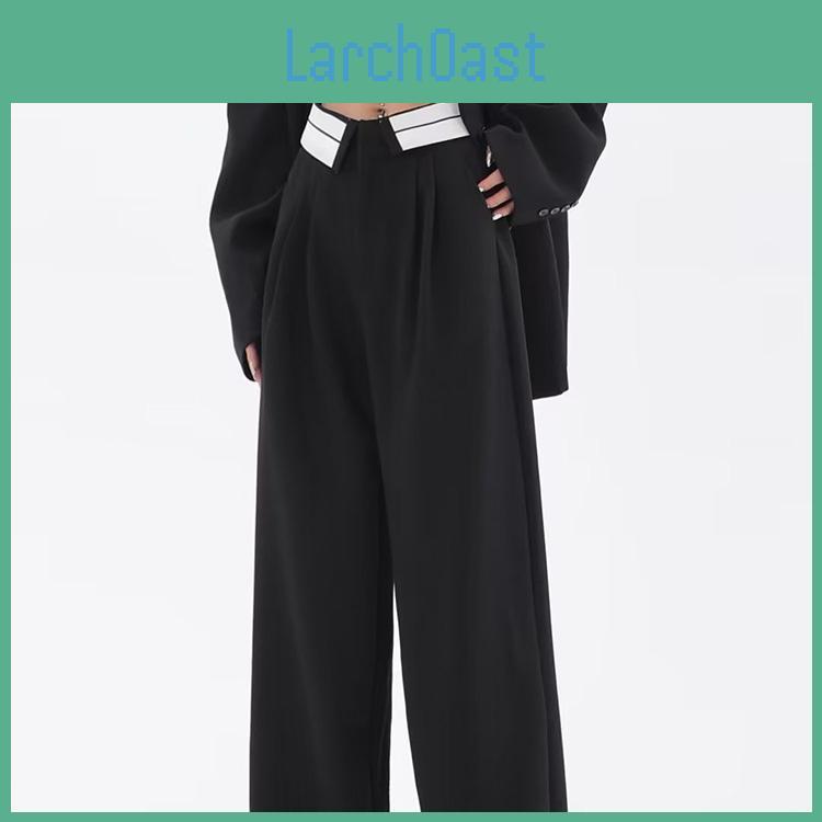 Women Pants High Wide Waisted Leg Pants Loose Fashion Office Lady Solid Pleated Spring 2023 Fashion Clothes Black Grey Trousers