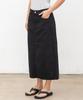 CHAMBROS Women'S Basic Cotton Denim Long Skirt [Black]