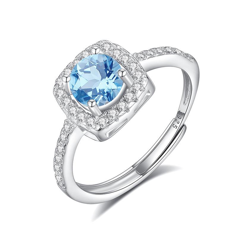Natural stone jewelry s925 sterling silver fashion versatile ice flower cut crystal ring female Xiaohongshu explosion