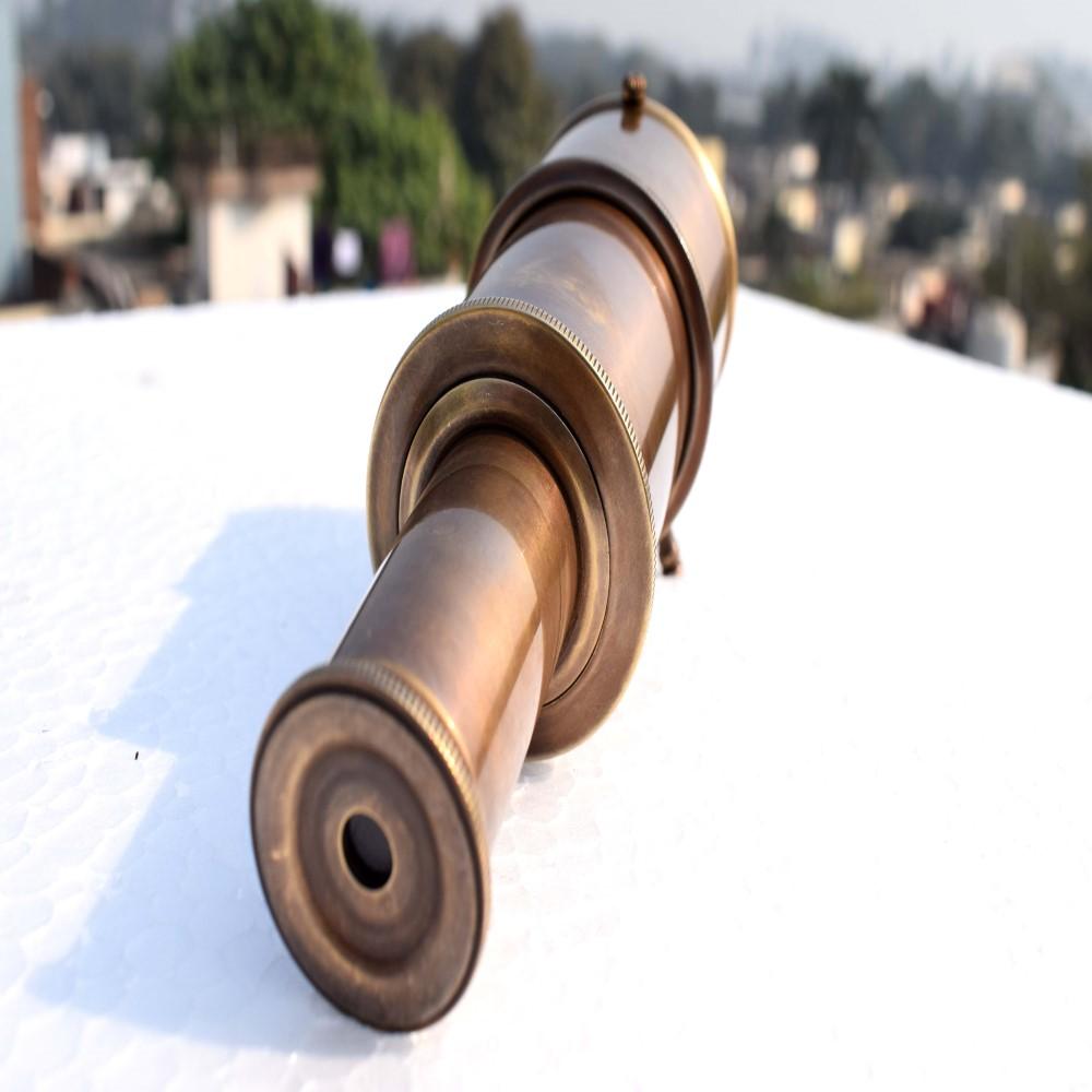 Brass Telescope Style Table clock Handmade Table Clock Brown Antique 15 cm