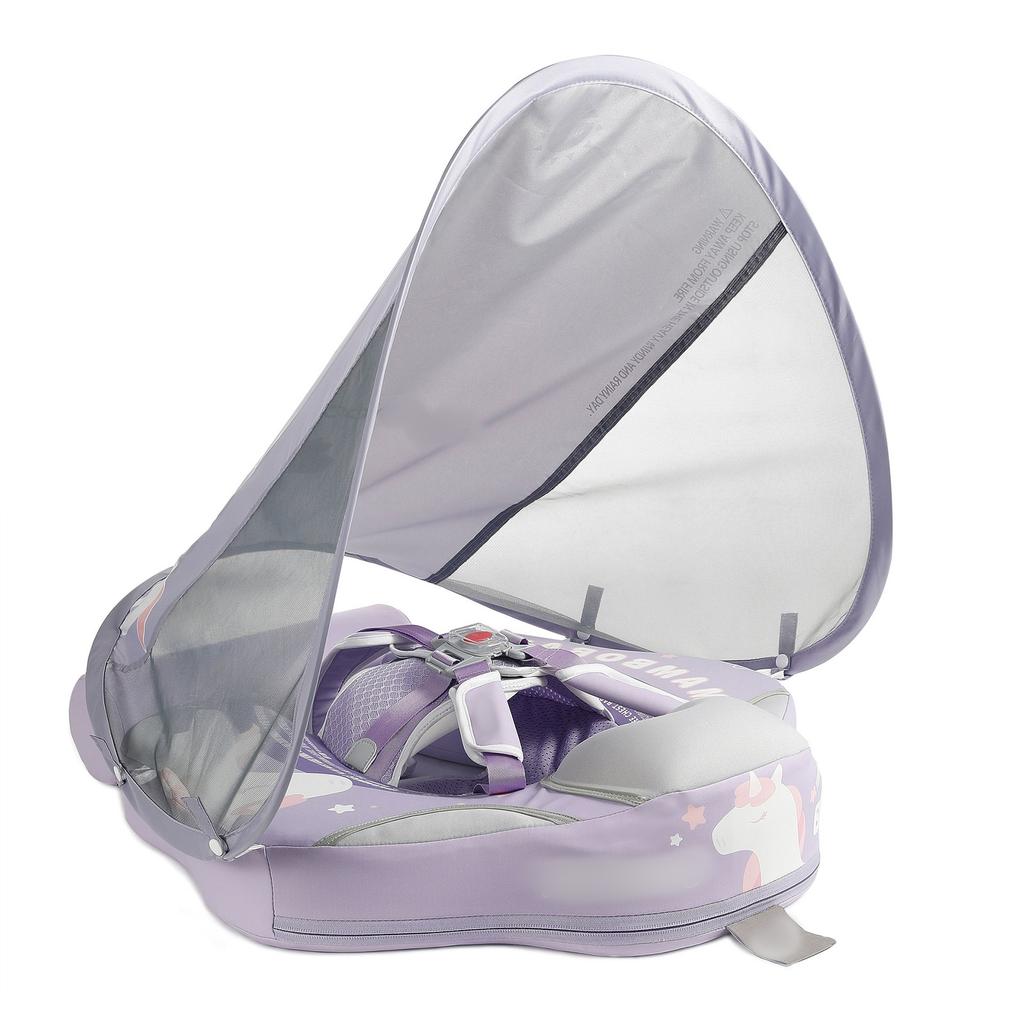Baby Swim Non-inflatable Baby Swimming Watertight Kids Swim Trainer for 3-24 Months Baby Boys Girls Infant Pool with Sun Canopy