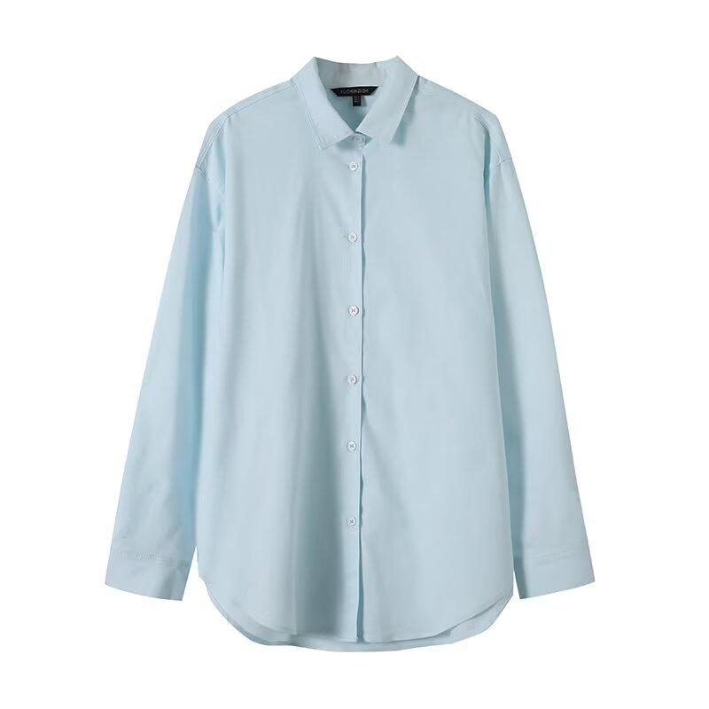 European and American Style, New Women's Clothing, Urban Commuter Style Linen Minimalist Lapel Long-sleeved Shirt