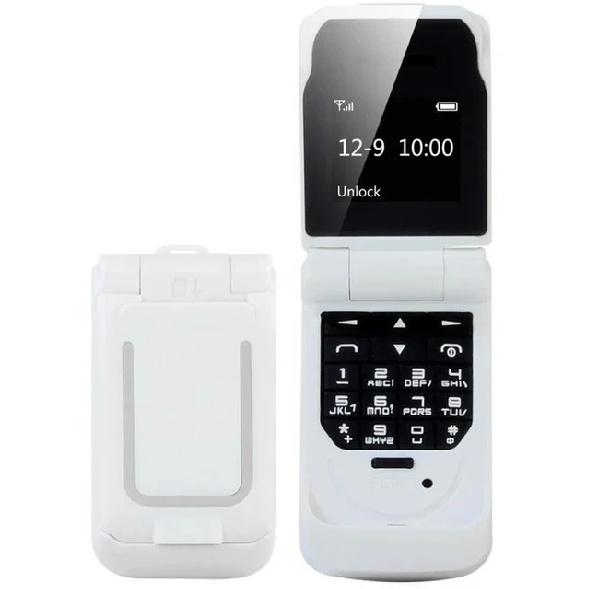0,66" Mini Flip Mobiltelefon Minste klapptelefon FM Trådløs Bluetooth 3.0 Oppringer Handsfree Øretelefon Enkelt SIM-kort telefon