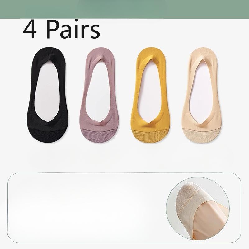 

4 Pairs of Women s Summer Thin Cotton Bottom Shallow Mouth Invisible Non Slip Heel Socks 4 Pairs