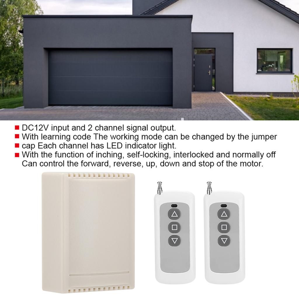 DC12V 2 CH Receiver 1000m/3280.84ft 3-Key Learning Code Remote Control Switch Kit
