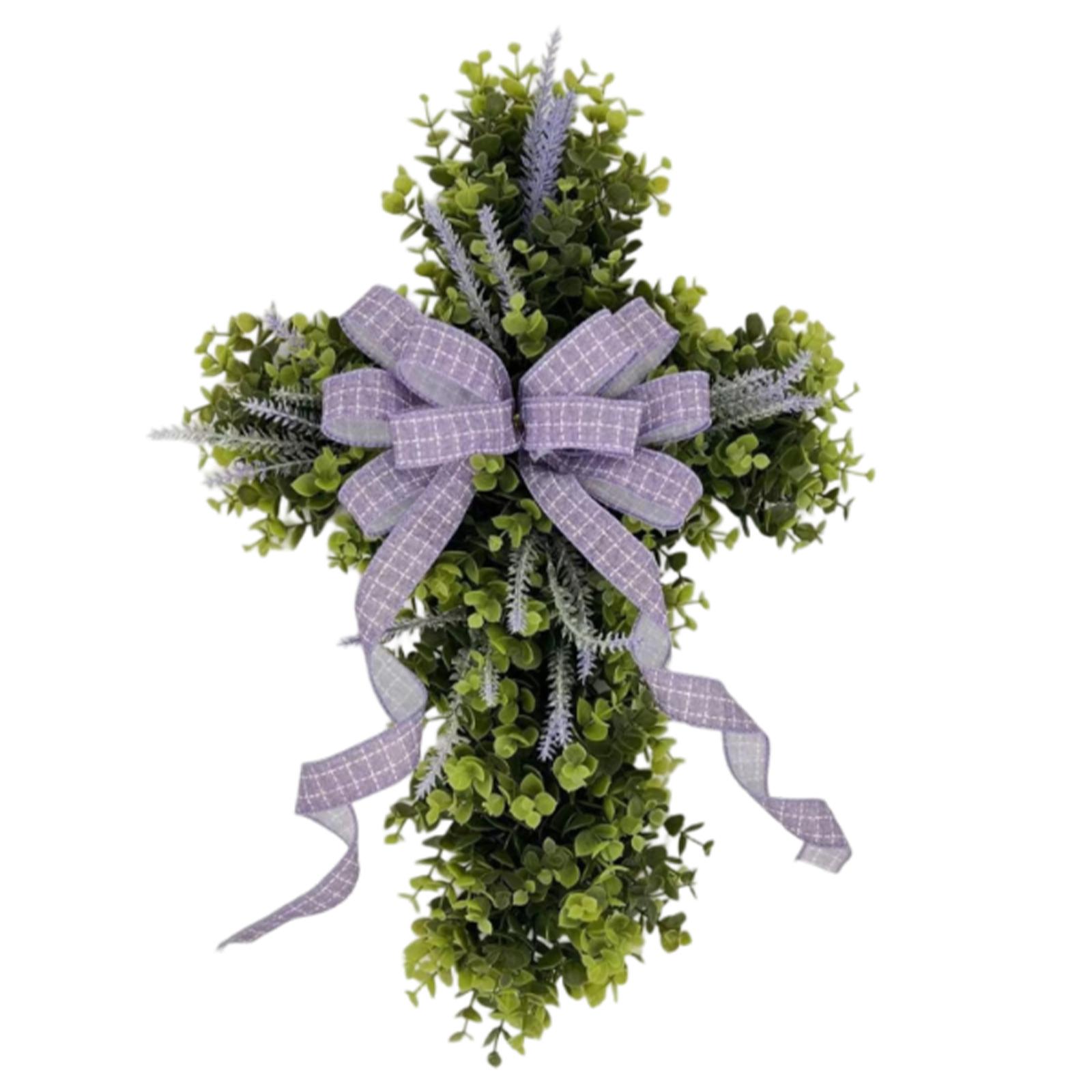 

Easter Cross Wreath Door Hanging Decoration Handmade Cross Wreath Flower Wreath Home Front Door Decoration Background Easter Decoration Wreath One Size