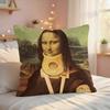 Mona Lisa Interesting Abstract Cushion Cover Silky Short Plush Invisible Zipper Dustproof Sofa Pillow Case For Home Decor