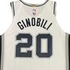 Nike X NBA Collaboration Spurs Ginobili 2019/2020 Season Home AU Jersey 20 Breathable Logo Comfortable Basketball Vest Men jerseys White CW3390-100