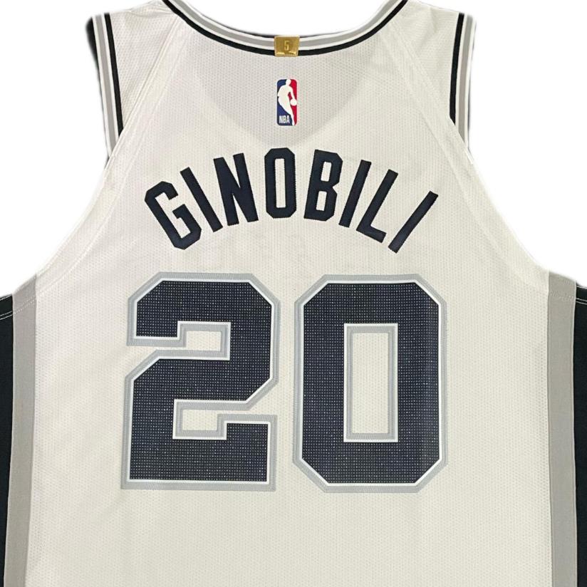 Nike X NBA Collaboration Spurs Ginobili 2019/2020 Season Home AU Jersey 20 Breathable Logo Comfortable Basketball Vest Men jerseys White CW3390-100